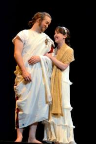 Playing Portia in a scene from "Julius Caesar," with David Howell.